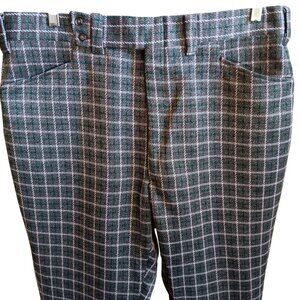 36x30 Vintage Checkered Flare Pants 1970's Plaid Haggar Double Button True Mod